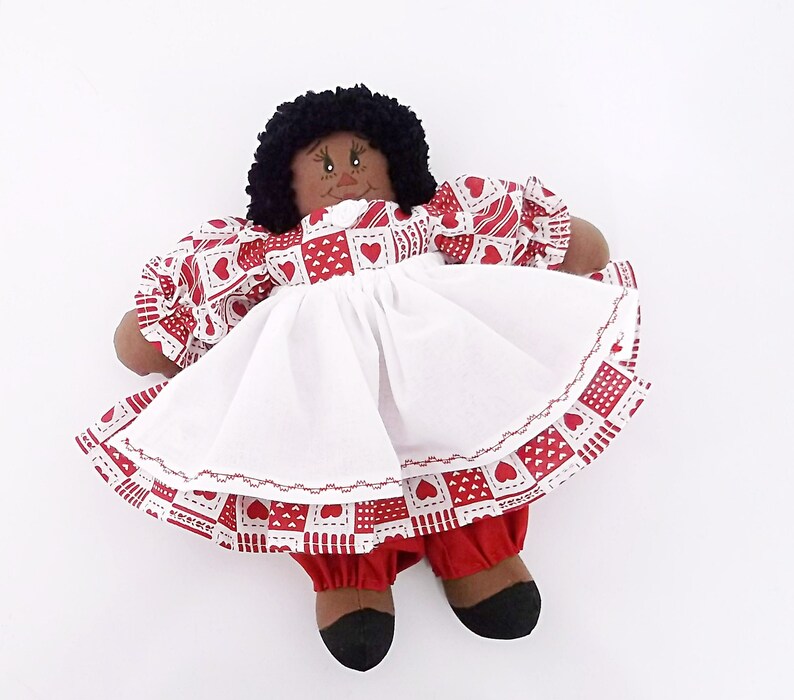 Small Rag Doll Dark Skin Fabric Doll Small Handmade Cloth image 0