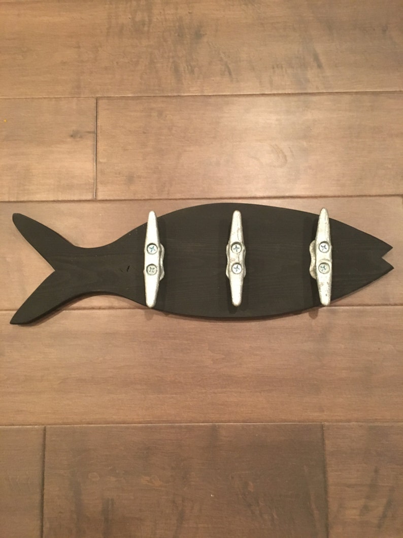 Nautical FISH Boat Cleat Rack Coastal Wall Hook Rack Dock Etsy