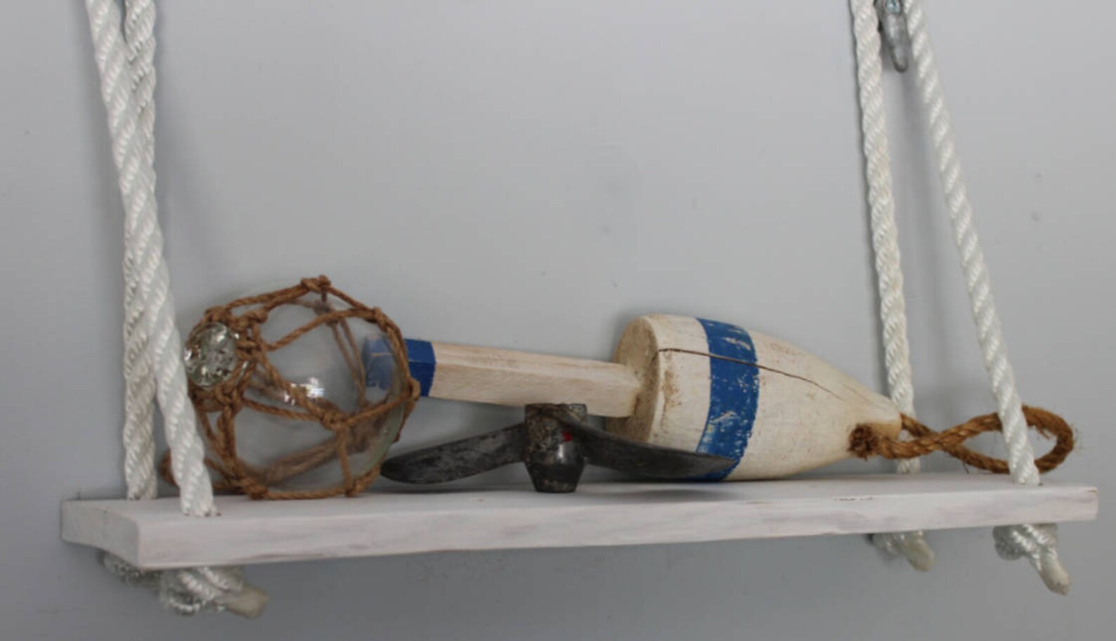 Hanging Nautical Shelf From Boat Cleats White Distressed Etsy
