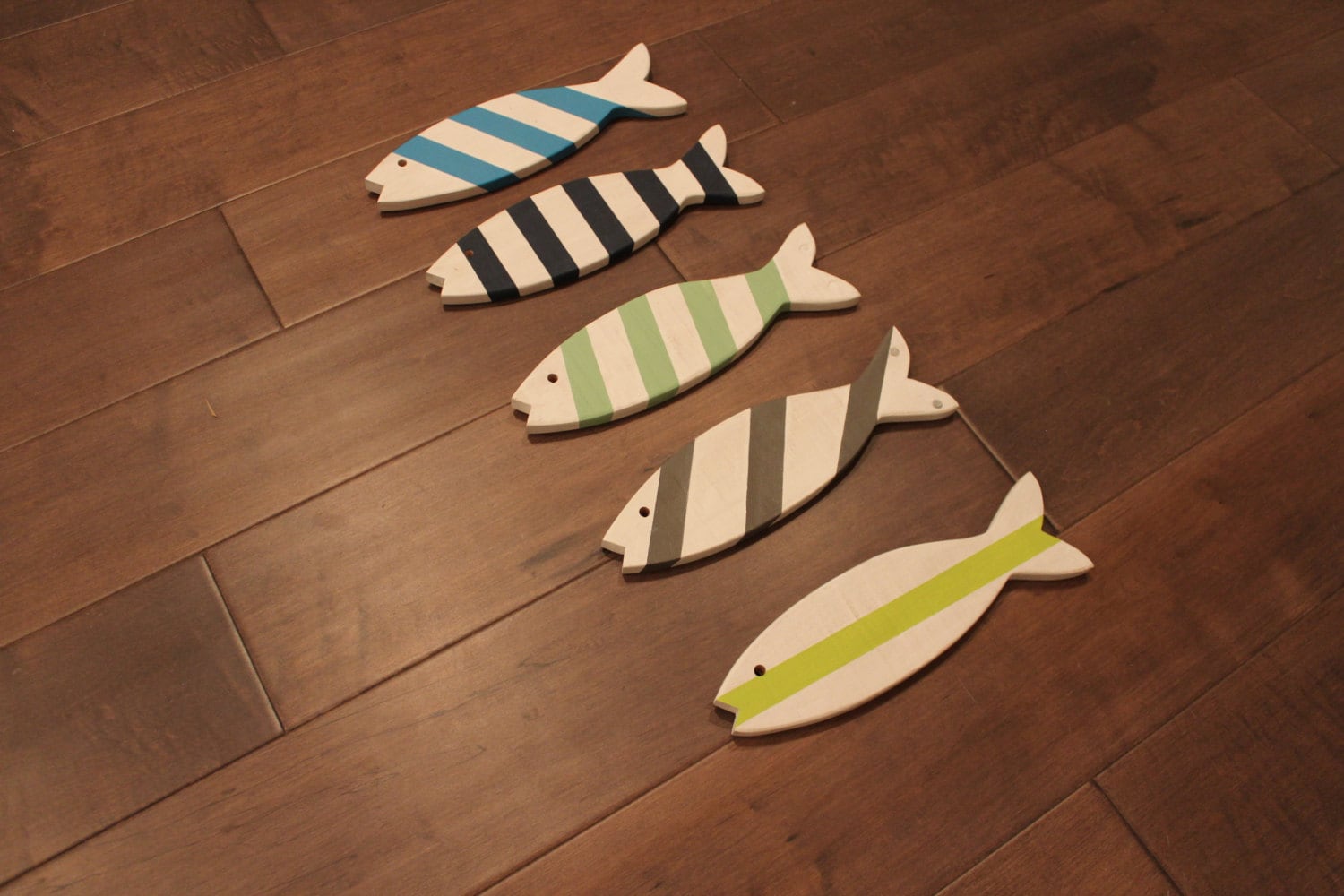 SET DE 5 Pescado de madera Pescado pintado de madera | Etsy