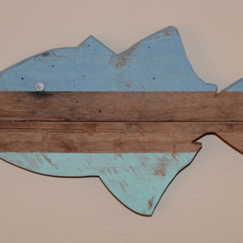 Wooden Fish Wall Art Nautical Wall Art Striped Pallet Fish Etsy