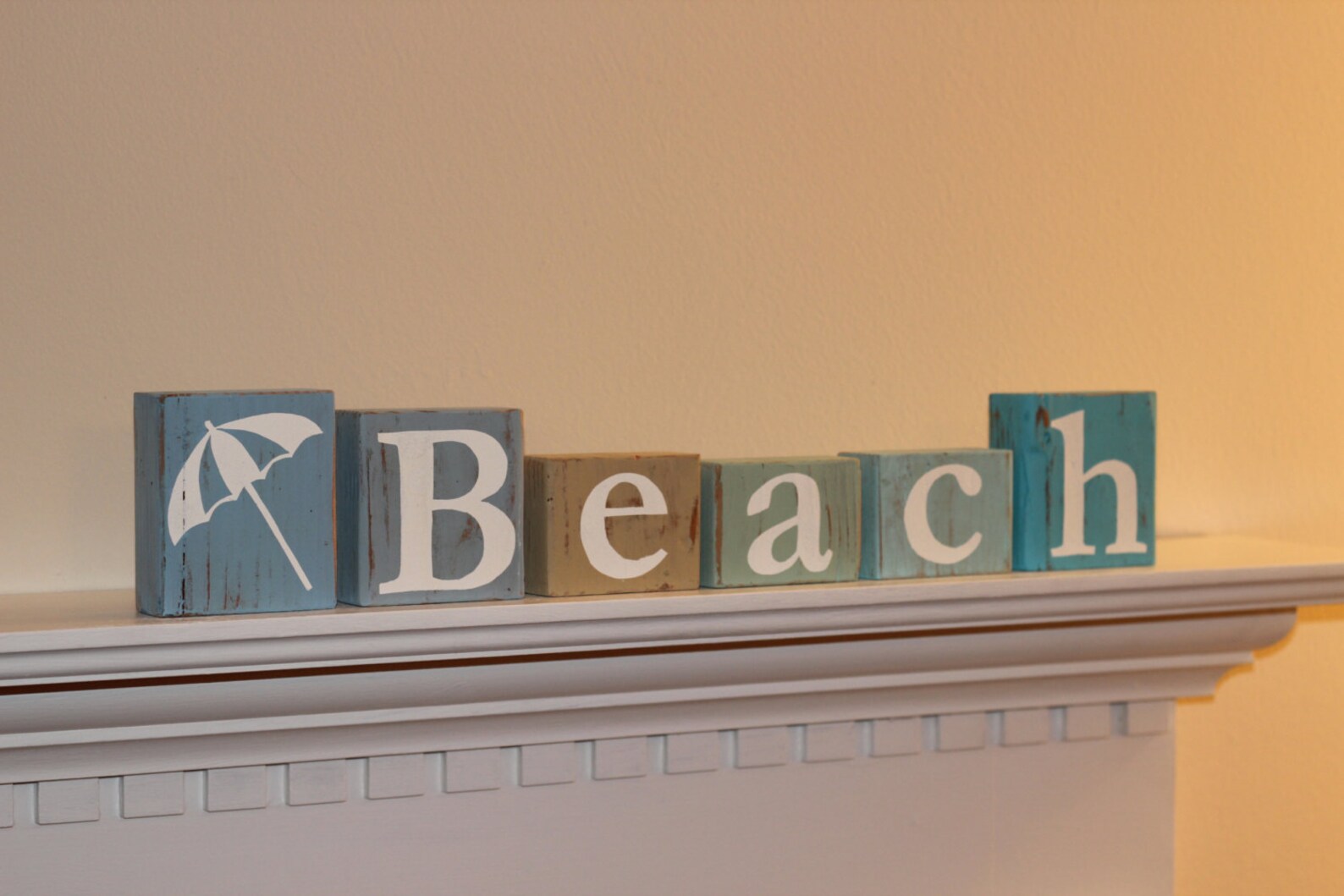 Beach Blocks Wooden Letter Nautical Themed Distressed Beach Etsy