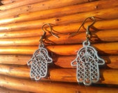 Hasma hand, Hasma Hand earrings, Yoga, Meditation, Silver, Sale, Hand of fatima, Under 10