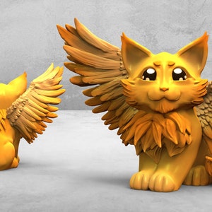 Tressym Flying Cat Baby Unpainted 3D Printed Miniature