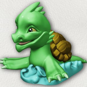 Dragon Turtle Hatchling Baby Unpainted 3D Printed Miniature