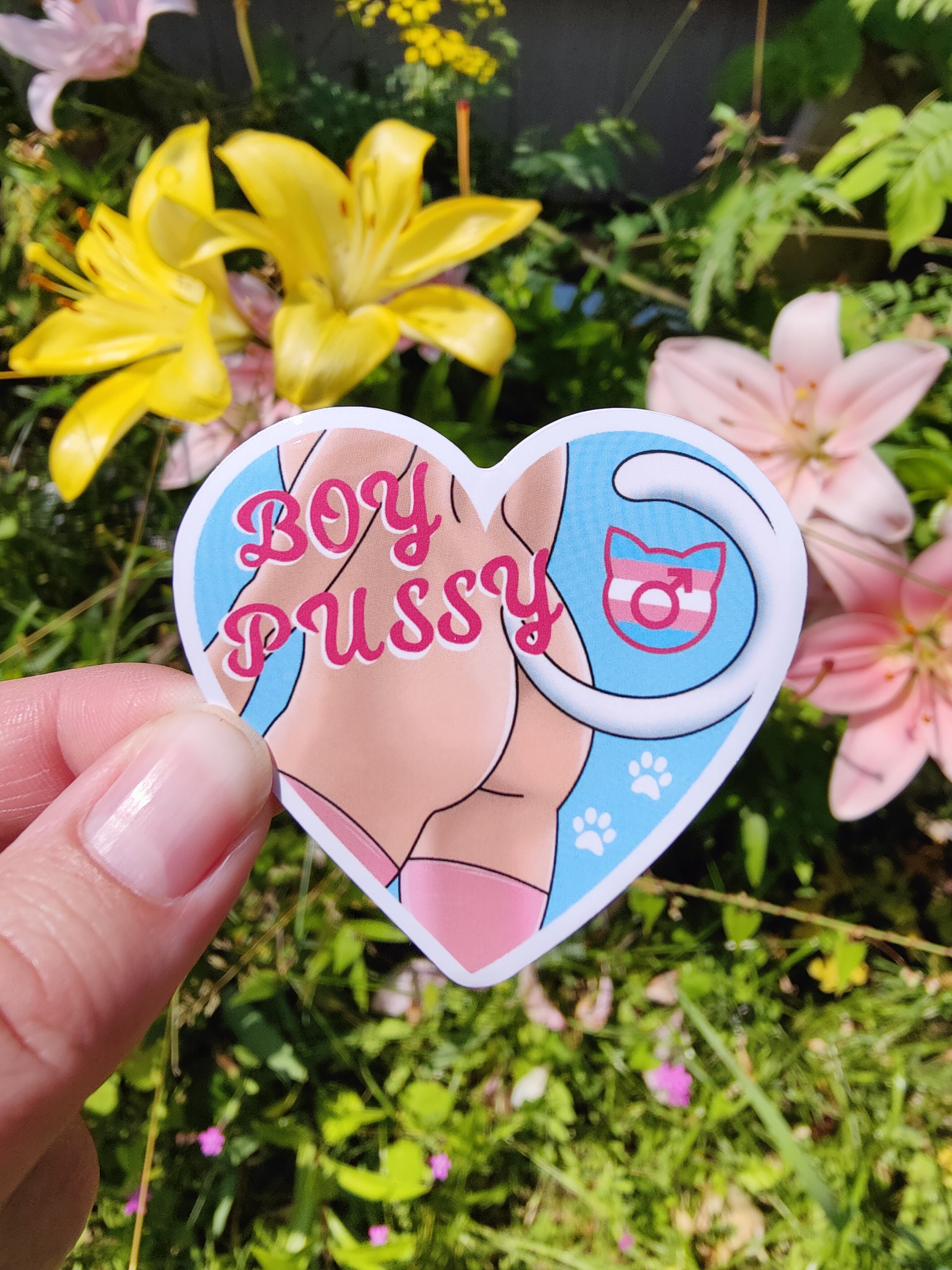 Trans Masc Pride Boy "Kitty" Heart Sticker