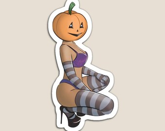 Halloween Kürbis Pinup Aufkleber