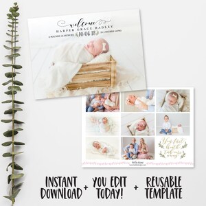 Hola anuncio, Anuncio de gemelos, Nacimiento de hermanos, Impresión de carta de bebé, Anuncio divertido, Anuncio con foto, Anuncios digitales