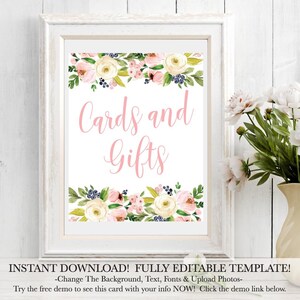 Gifts and Cards Sign Baby Shower Signage Printable Baby - Etsy