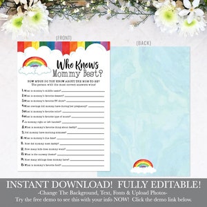 Baby Shower stampabile Chi conosce la mamma migliore verde, Chi conosce la mamma migliore carta, Conosce la mamma miglior gioco Baby Shower, Download istantaneo