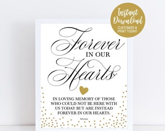 In Loving Memory Wedding Sign, Memorial Sign Table, Remembrance Sign, Signs For Weddings In Memory Of, Custom Wedding Printable SIgnage