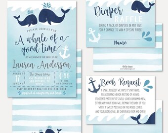 Whale Baby Shower Invitation Etsy
