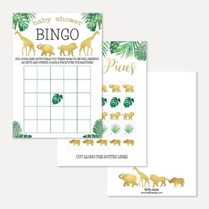 Gold Safari Baby Shower Bingo Game Template - Bingo Baby Shower, Baby Bingo Nursery, Baby Shower Bingo, Baby Shower Game
