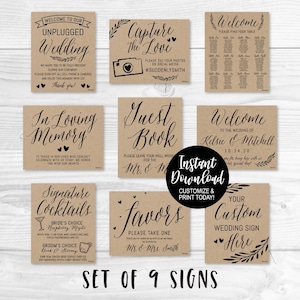 Wedding Signs Printable Bundle, Printable Wedding Sign Templates, Cheap Wedding Ceremony Signs, Wedding Printable SIgnage, Hadley Designs