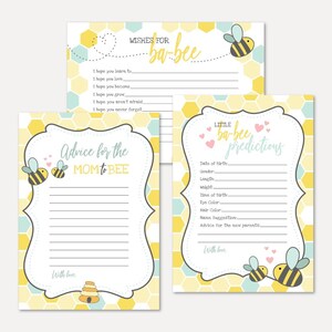 Bee Baby Douche Voorspellingen, Advies en Wensen Set Sjablonen - Aandenken Bundel, Advieskaart, Oh Baby, Nou Wensen voor Baby