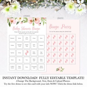 Pink Watercolor Floral Wreath Baby Shower Games Printable, Baby Shower Printable Games, DIY Baby Shower Games, Instant Download Baby Shower