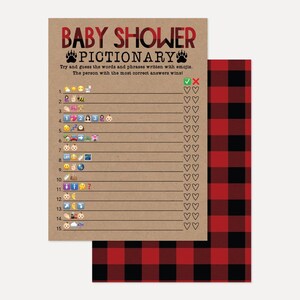 Plaid Bear Baby Douche Emoji Spel, Hadley Designs, Baby Douche Afdrukbare Spellen, DIY Baby Douche Spel, Instant Download, Pictionary