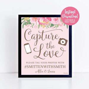 Personalized Hashtag Sign, Hashtag Sign Printable, Editable Hashtag SIgn, Printable Wedding Sign, Printable Template, Editable Template