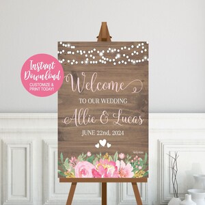 Welcome Wedding Sign, Personalized Welcome Sign, Welcome Sign Wedding, Welcome To Our Wedding Sign, Welcome To The Wedding Sign, Editable