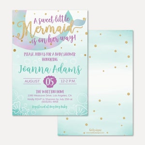 Mermaid Baby Shower Invitation Template - Affordable Baby Shower Invite, Editable Invitations, Editable PDF, Hadley Designs