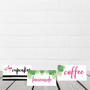 Flamingo Grün Bearbeitbare Essenszeltkarten, Essenszeltkarten Sofortiger Download, Bearbeitbare Buffetkarten, druckbare Partydekoration, Hadley Designs