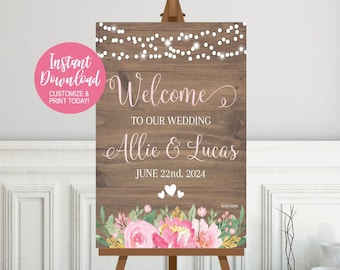 Welcome Wedding Sign, Personalized Welcome Sign, Welcome Sign Wedding, Welcome To Our Wedding Sign, Welcome To The Wedding Sign, Editable