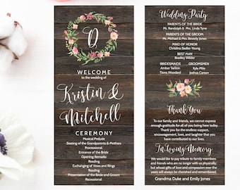 Download instantâneo de programa de casamento, programa de casamento, agradecimento do casal, programas de casamento, modelos DIY, programas de cerimônia de casamento baratos