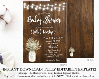Invito per baby shower ragazza stampabile, Invito per baby shower, Invito per baby shower stampabile, Invito per baby shower ragazza