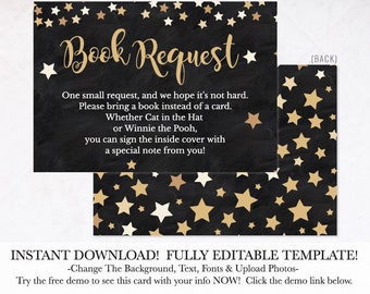 Twinkle Twinkle Little Star Book Request Download, Book Request Baby Shower, Book Request Card for Shower, Request Insert, Printable
