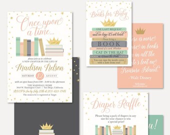 book themed baby shower invitations etsy