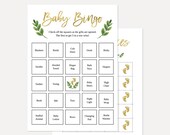 Greenery Gold Baby Shower Bingo, Bingo Baby Shower, Baby Bingo Nursery, Bingo Printable, Baby Shower Bingo, Baby Shower Game Boy