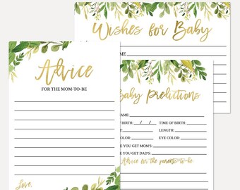 Groen en goud babyshowerpakket, aandenkenbundel, advieskaart, oh baby, aandenkenset, goede wensen voor baby, babykaarten
