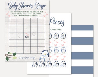 Owl Boy Blue Gray Baby Shower Bingo Printable, Bingo Baby Shower, Baby Bingo Nursery, Baby Shower Bingo, Baby Shower Game