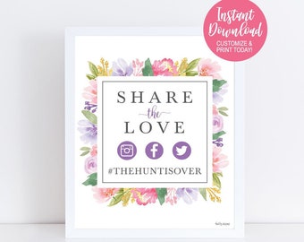 Wedding Hashtag Sign, Hashtag Poster, Cheap Wedding Sign, Wedding Day Hashtag, Editable Hashtag for Wedding, Party Hashtag Sign