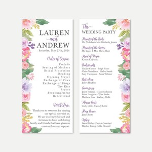 Spring Floral Wedding Program Template - Programs Designs, Wedding Programs Instant Download, Wedding Program Format Template