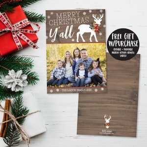 Cartão com foto de Natal, cartão de Natal com foto rústica, cartão de Natal editável personalizado, cartões de férias para impressão, cartão de felicitações de família, faça você mesmo
