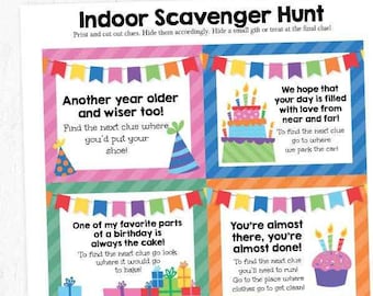 Quarantine Birthday Treasure Hunt Clues, Suitable For All Homes, Kids Riddles, Clues Printable, Social Distancing, No Contact Activity