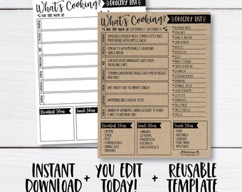 meal planner etsy