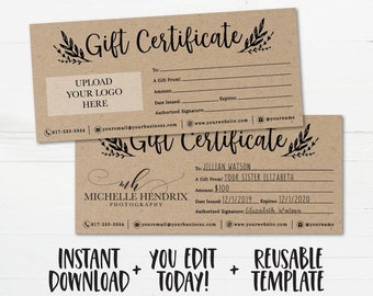 gift certificate template etsy