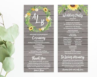 Items Similar To Printable Wedding Program Diy Ceremony Program