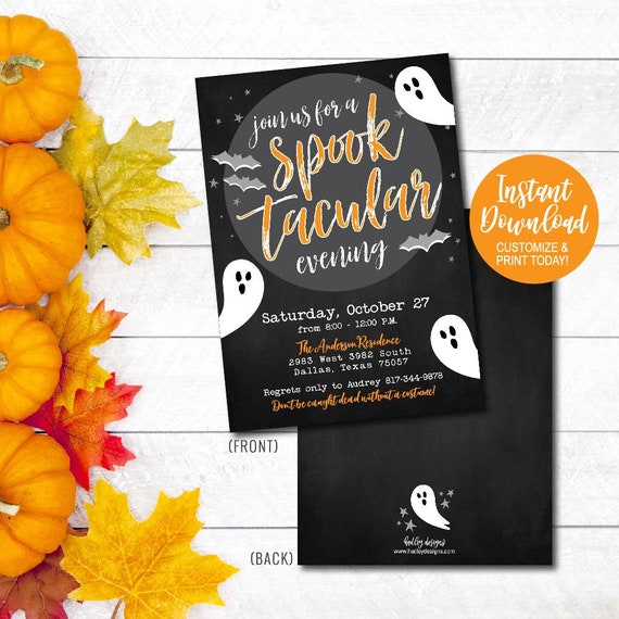 Editable Invitation Party Printable Vintage Halloween Scary - Etsy