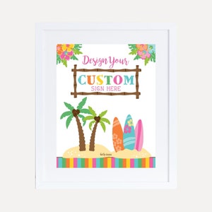 Luau Party Custom Sign Template - Luau Party Custom Birthday Sign, Personalize Birthday Sign, Printable Custom Quote Sign, Customizable Sign