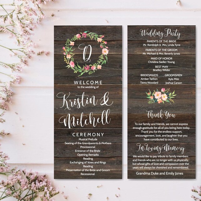 diy printable wedding programs