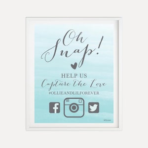 Teal Watercolor Splash Wedding Hashtag Sign Template -Printable, Hashtag Wedding Sign Printable, Hashtag Sign Wedding, Wedding Sign Template