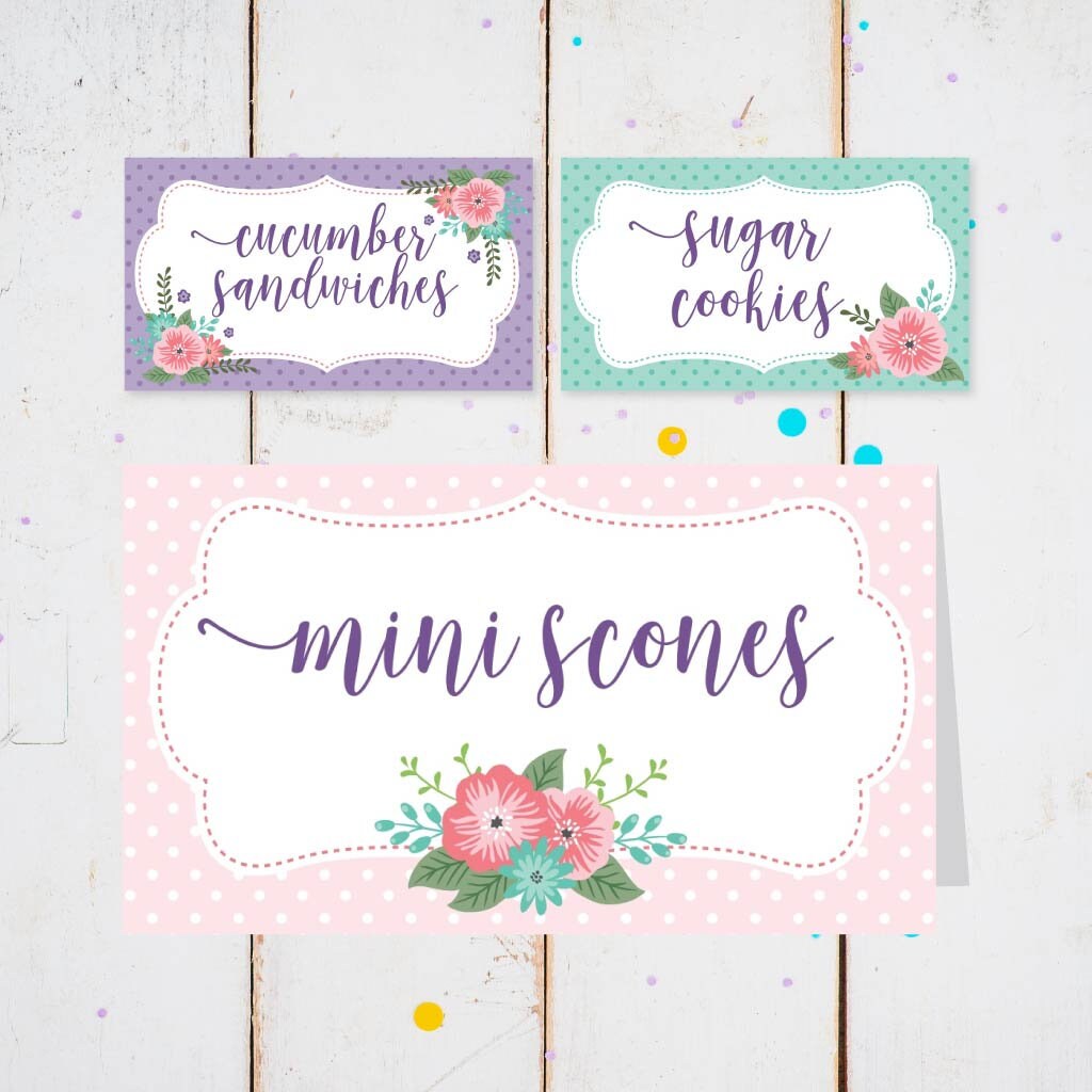 Tea Food Tent Cards Buffet Tent Cards Printable Tent Cards Etsy
