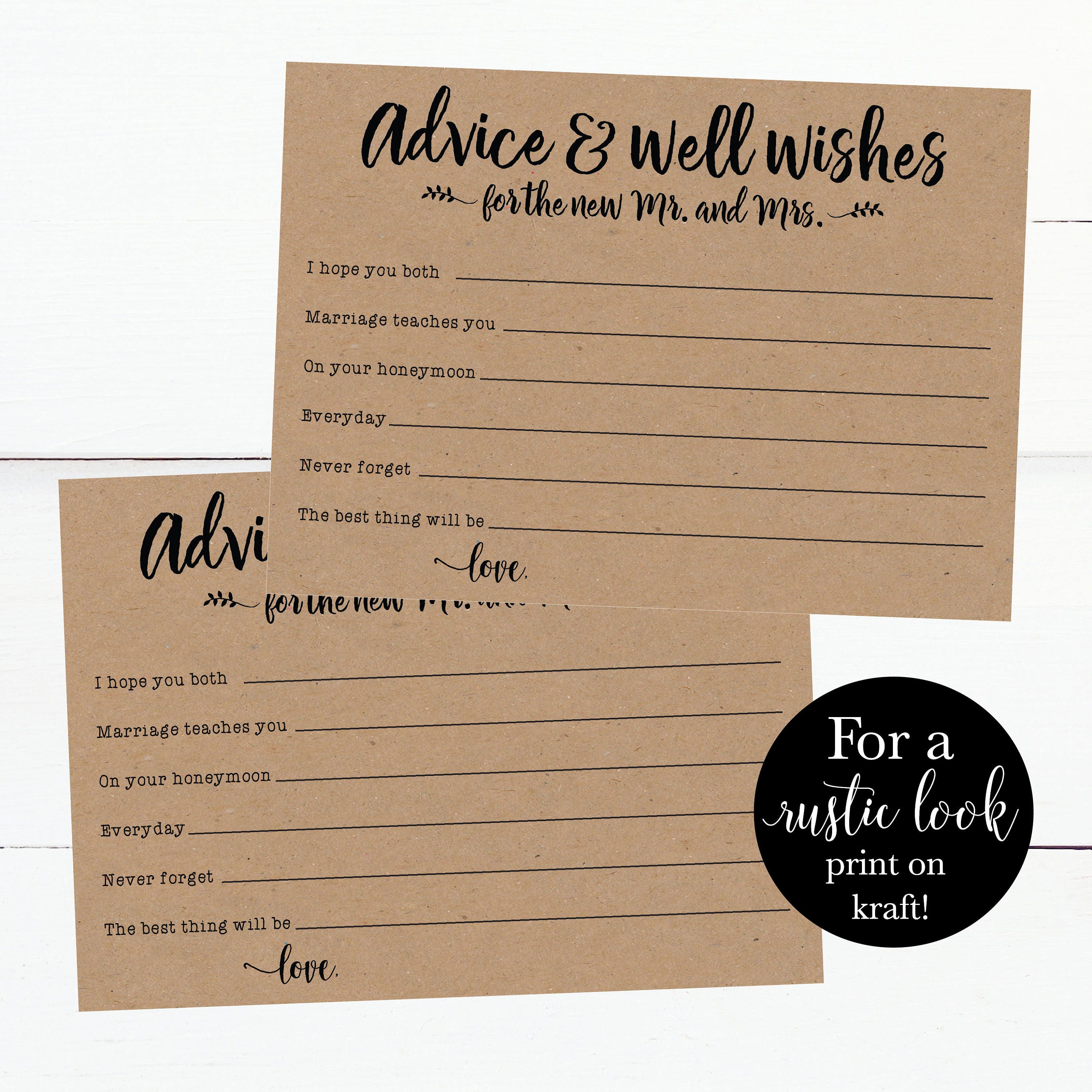 Bridal Shower Advice Cards Template Printable Funny Wedding Etsy