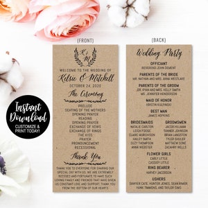 Wedding Ceremony Program Funny Printable Wedding Programs - Etsy