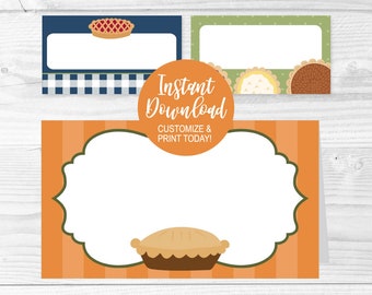 Editable Fill in Pie Tent Cards, Printable Pie Competition Food Label, Pie Night Baking Contest Tag, DIY Thanksgiving Dessert Labels Blank