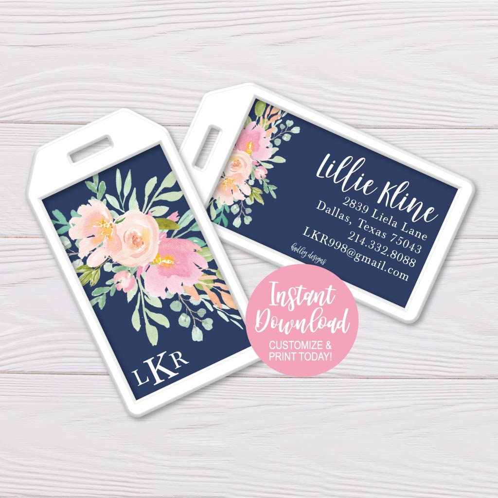 Luggage Tag Template Luggage Tags Insert Custom Luggage Tag Etsy