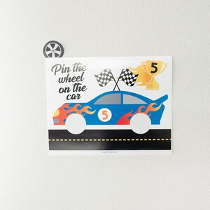 Pin the Wheel on the Race Car, Racing Printable Party Game Supplies ...